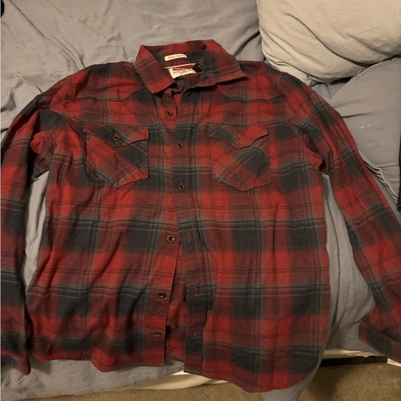 WRANGLER BUTTON FRONT WESTERN SHIRT Men's Size M Red/Black NWOT - Picture 1 of 11